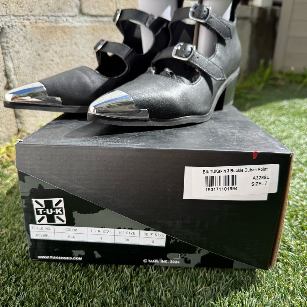 Black TUKskin 3-Buckle Cuban Heel - Picture 9 of 9